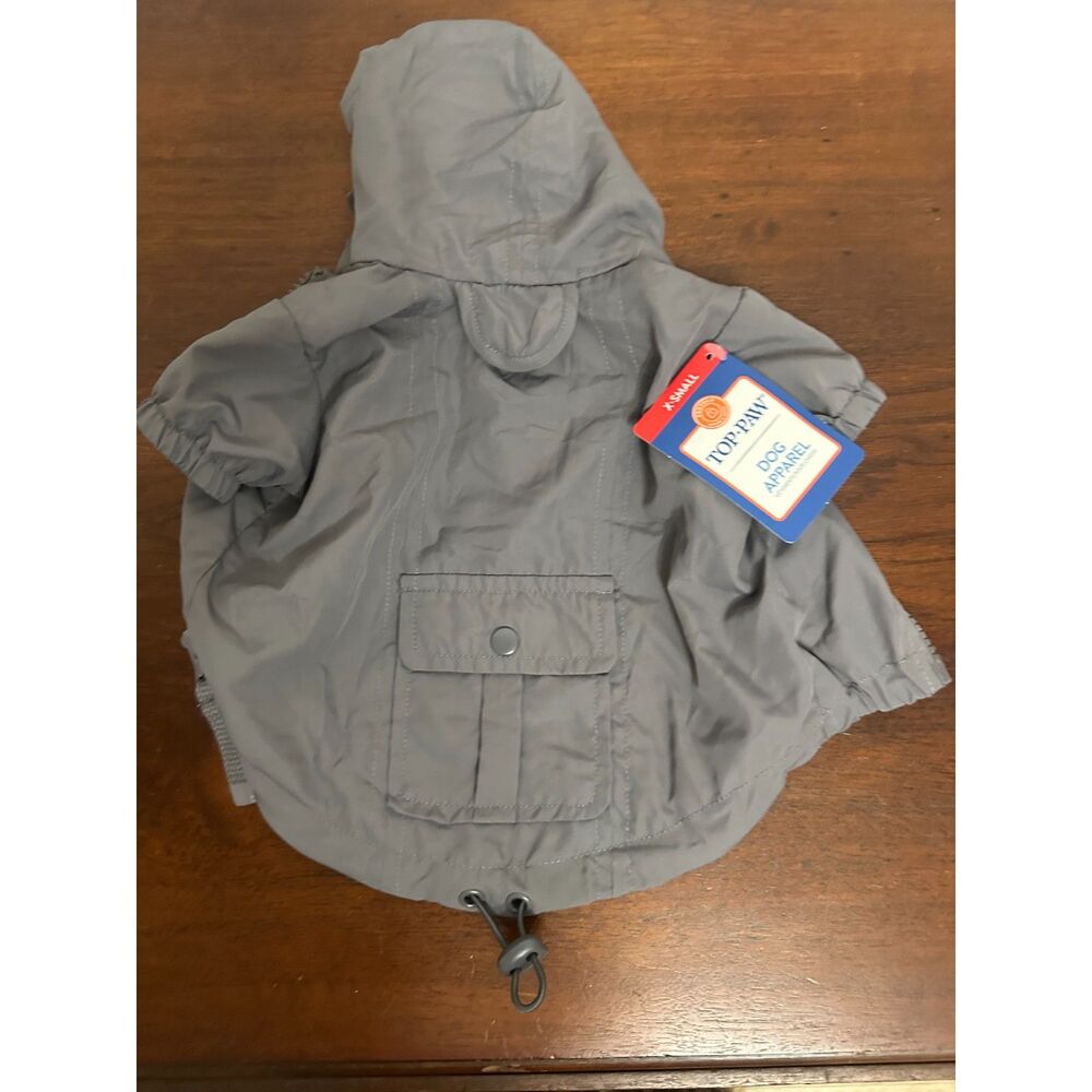 Top Paw Gray Hooded Dog Jacket XS Extra Small Pet Coat NWT